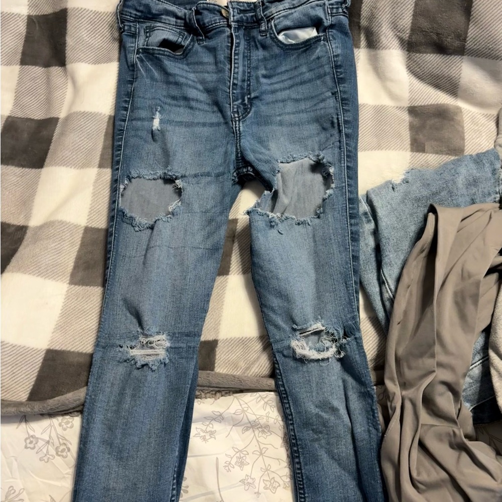 Distressed Blue Denim Jeans